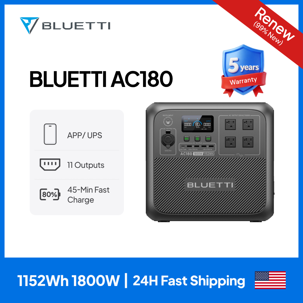 Outdoor Adventure Kit - 【RENEW】BLUETTI AC180 Solar Portable Power Station