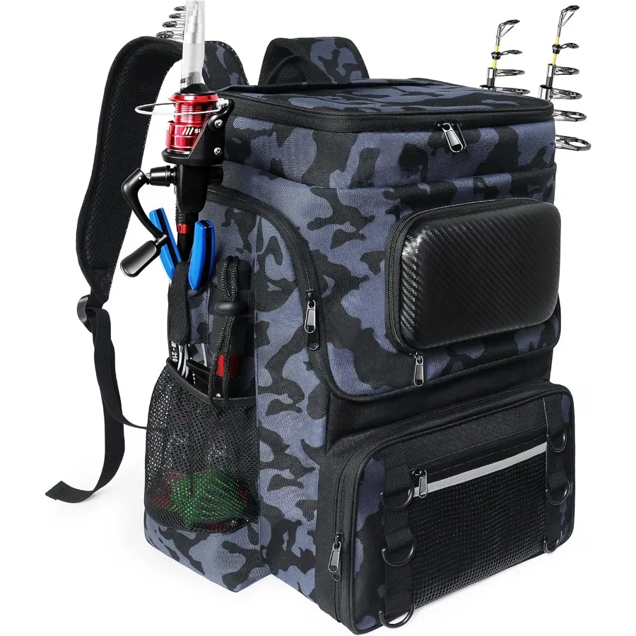 Outdoor Adventure With No Backpack - Large Water Resistant Fishing Backpack with