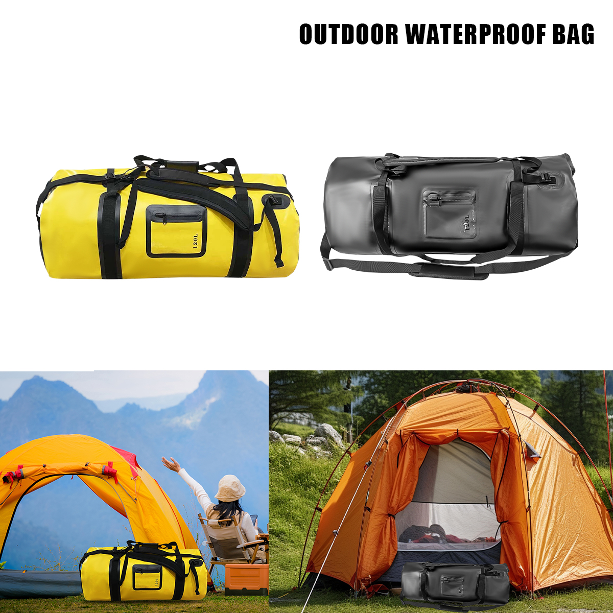 Outdoor Adventure Rafting - 120L Large Capacity Waterproof Duffle for